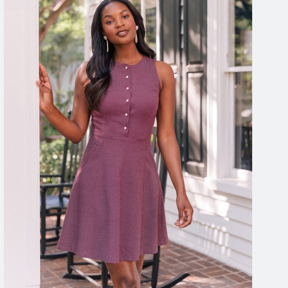 Gal Meets Glam Polka Dot Meg Sleeveless Jacquard Fit &Flare Button Front Dress 8 - Picture 2 of 12